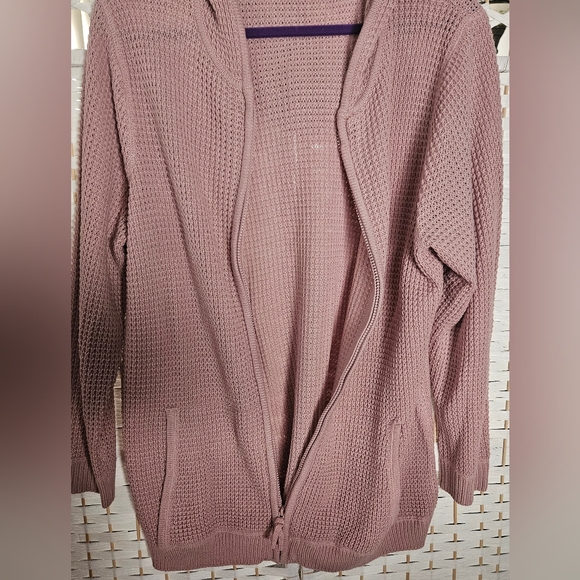 NWOT ROAMAN'S Mauve Pink Knitted Zip-Up Hoodie Sweater Jacket-M(14-16) - Picture 8 of 8